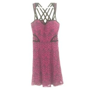 Material Girl Black/ Magenta Lace Mini Dress XS/S